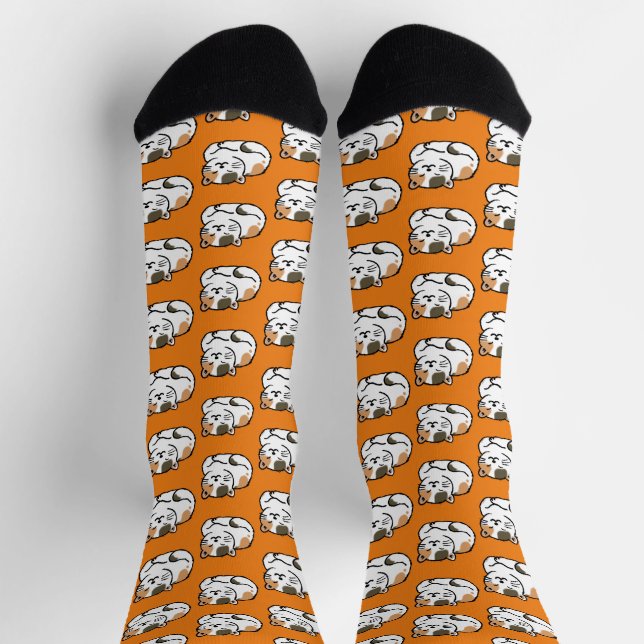 sleepy calico cat pattern socks (Top)