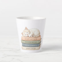 Sleepy Cat Books Latte Mug – Bookish Gift