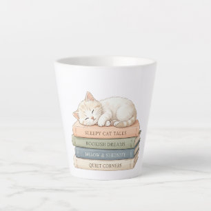 Sleepy Cat Books Latte Mug – Bookish Gift