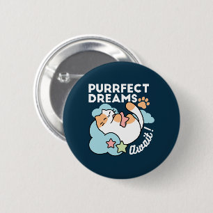 Sleepy Cat Hugging Star – Purrfect Dreams Cute Cat 6 Cm Round Badge