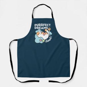 Sleepy Cat Hugging Star – Purrfect Dreams Cute Cat Apron