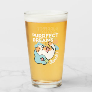 Sleepy Cat Hugging Star – Purrfect Dreams Cute Cat Glass
