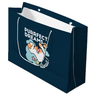 Sleepy Cat Hugging Star – Purrfect Dreams Cute Cat Large Gift Bag