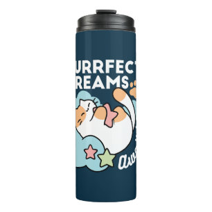 Sleepy Cat Hugging Star – Purrfect Dreams Cute Cat Thermal Tumbler