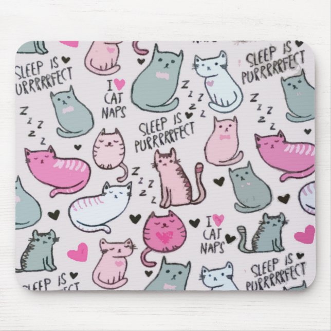 Sleepy Cat Kitten face Mask pets animals mom kitty Mouse Pad (Front)