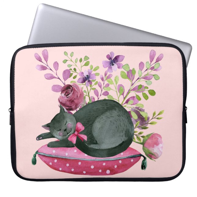 Sleepy Cat Laptop Sleeve (Front)