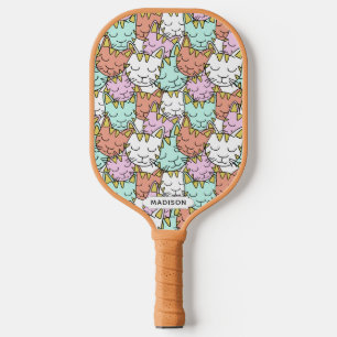 Sleepy Cats Pattern custom name Pickleball Paddle