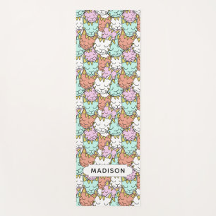 Sleepy Cats Pattern custom name yoga mat