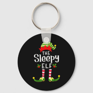 Sleepy Christmas Elf Matching Pajama X-mas Party  Key Ring