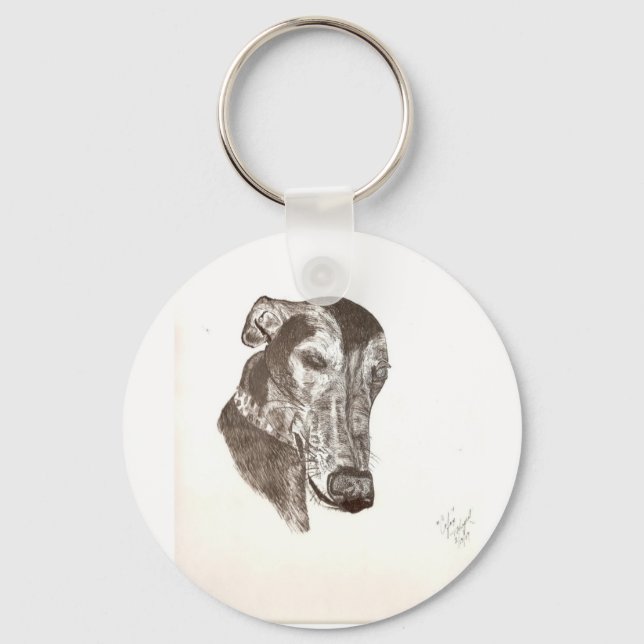 Sleepy Cofax-the greyhound sketch Key Ring (Front)