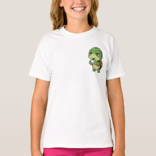 Sleepy Coffee Turtle Cartoon Illustration Kids T-Shirt