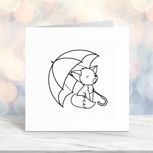 Sleepy Crying Little Fox under Umbrella Self-inking Stamp