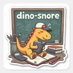 Sleepy Dinosaur 'Dino-snore' Pun Die-Cut Square Sticker