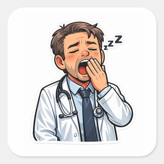 Sleepy Doctor On Duty Sticker (Front)