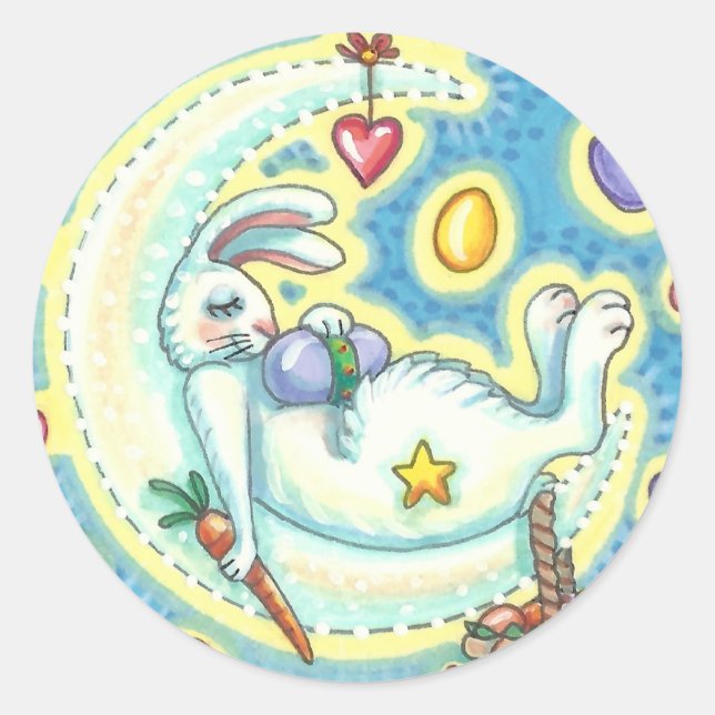 SLEEPY EASTER BUNNY JELLY BEAN DREAMS MOON STICKER (Front)