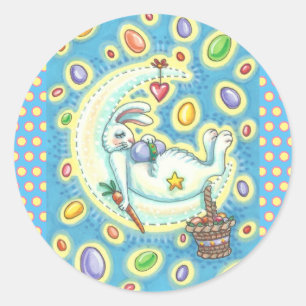 SLEEPY EASTER BUNNY JELLY BEAN DREAMS MOON STICKER