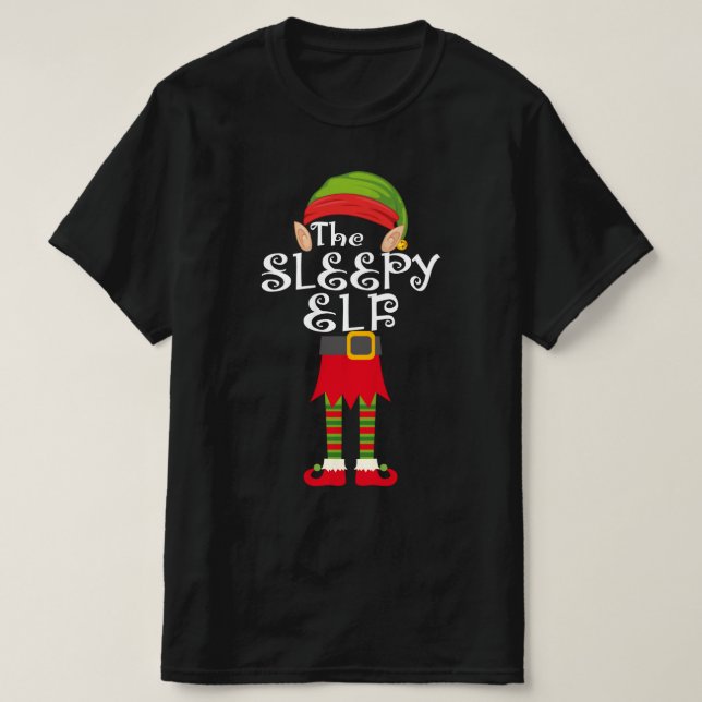 sleepy elf family matching christmas T-Shirt (Design Front)