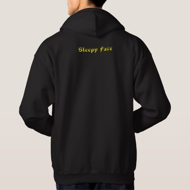 Sleepy Face: Black - Unisex - Basic Hooded Sweater (Back)