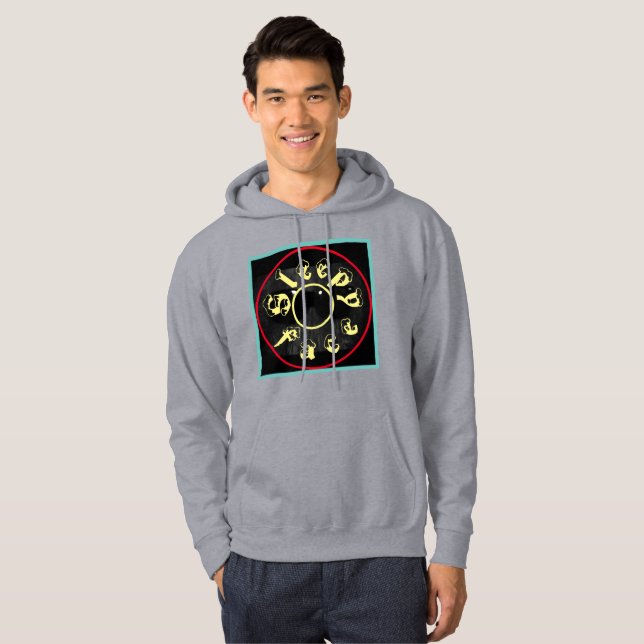 Sleepy Face: Grey - Cotton Hooded Sweatshirt (Front Full)