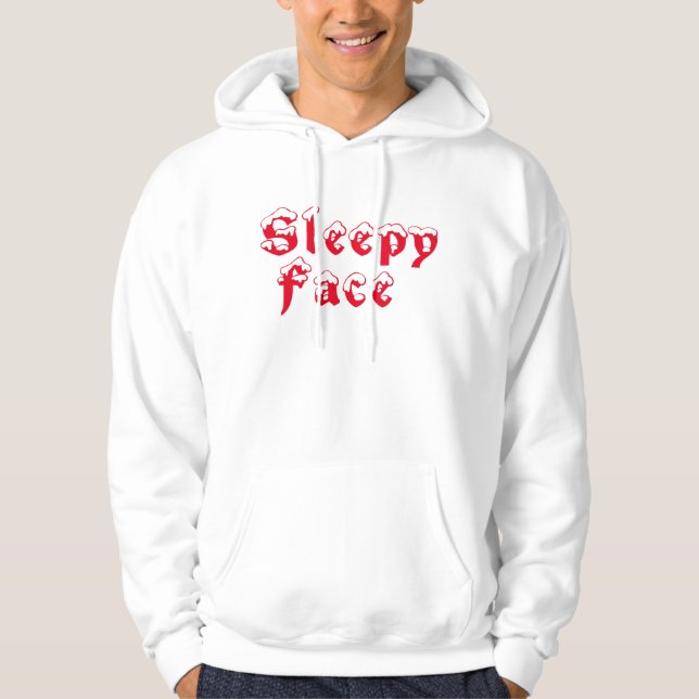 Sleepy Face: White - Basic Hooded Sweatshirt (Front)