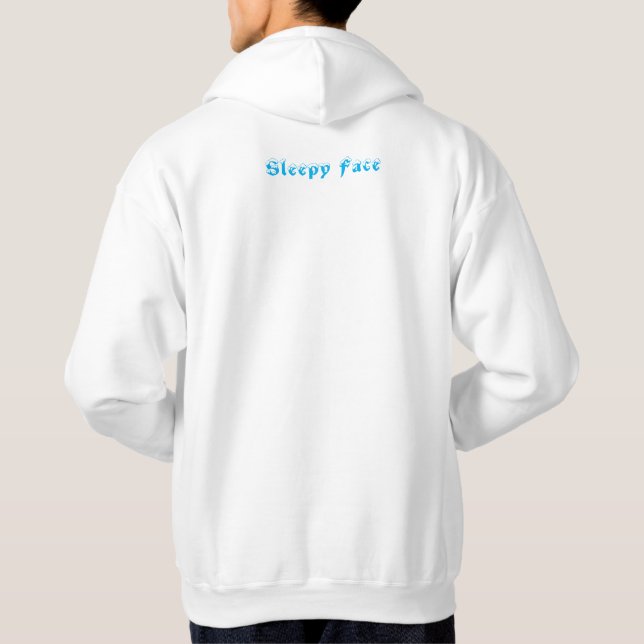 Sleepy Face: White - Unisex Basic Hooded Sweater (Back)