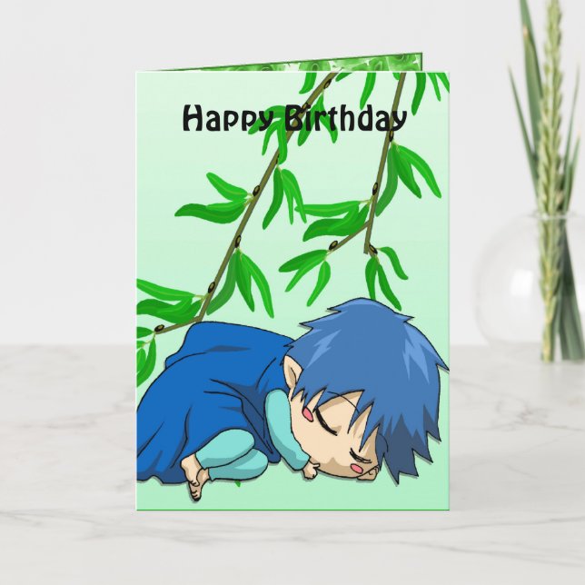 Sleepy fairy Birthday card (Front)