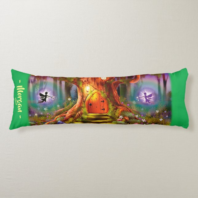 Sleepy Fairy magic tree. Green Giant custom Body Cushion (Front)