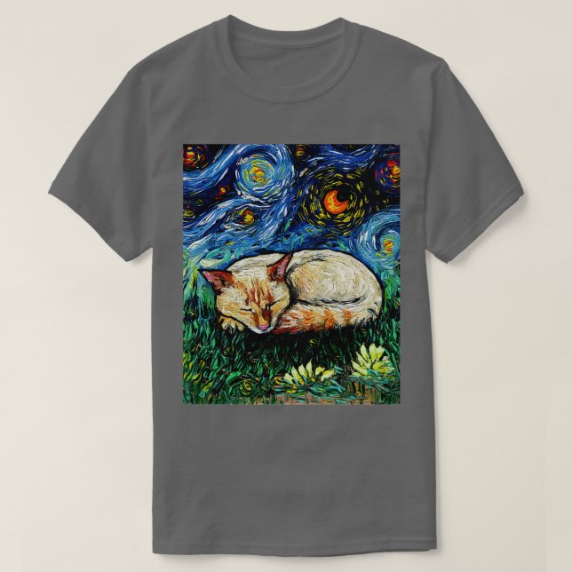 Sleepy Flame Point Siamese Night T-Shirt (Design Front)