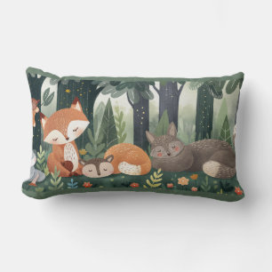 Sleepy forest animals  lumbar cushion
