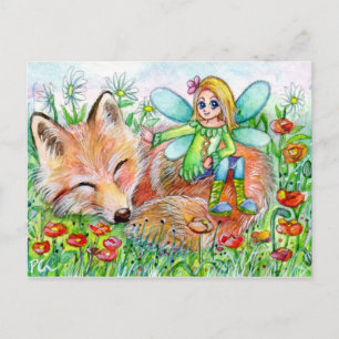Sleepy Fox and Fairy Postcard