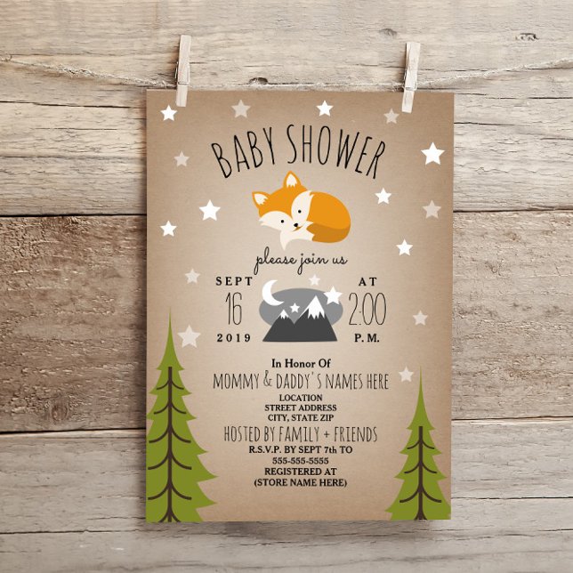 Sleepy Fox Mountains Baby Shower Invitation (Creator Uploaded)