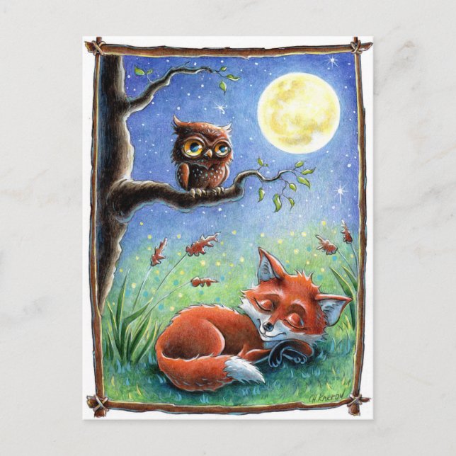 Sleepy Fox Postcard (Front)