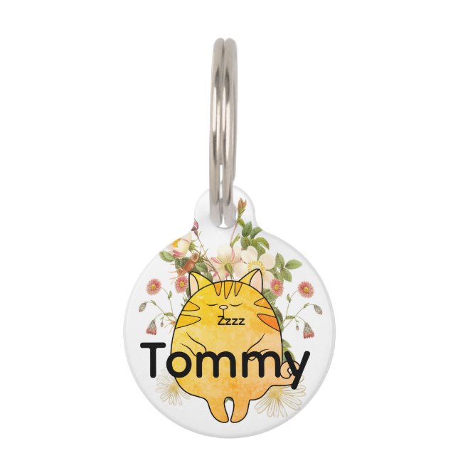 Sleepy Ginger Cat Pet Tag (Front)