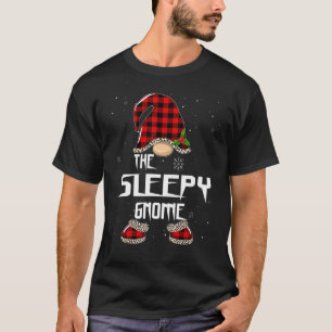 Sleepy Gnome Buffalo Plaid Matching Family Christm T-Shirt