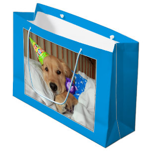 Sleepy Golden Retriever in Pyjamas Birthday Large Gift Bag