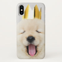Sleepy Golden Retriver Puppy in Gold Crown