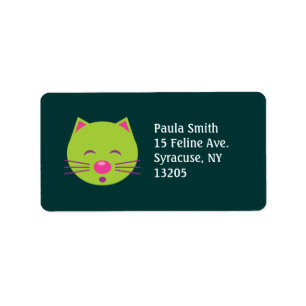 Sleepy Green Cat Label