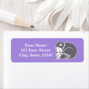Sleepy Grey Husky Lilac Return Address Labels