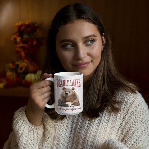 Sleepy Grizzly Bear Coffee Lovers Pun Mug