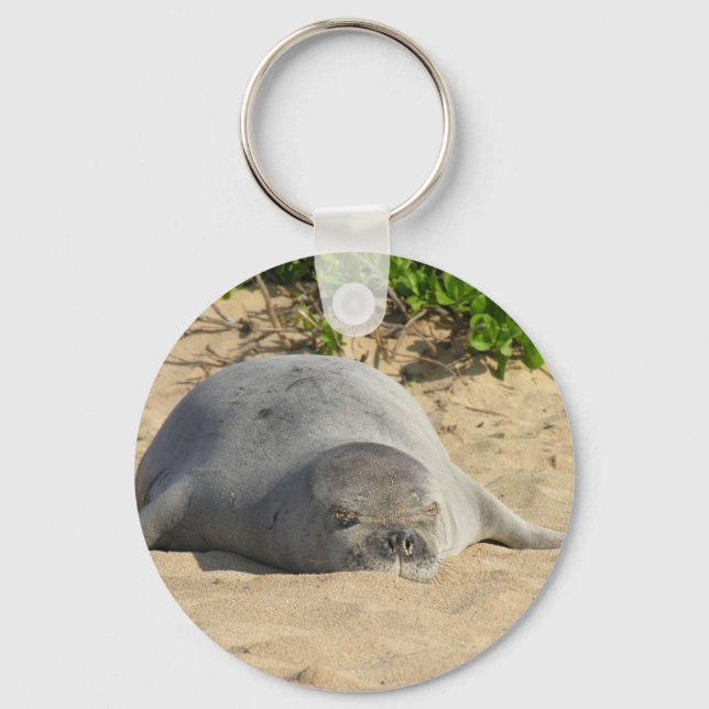 Sleepy Hawaiian Monk Seal Key Ring (Front)