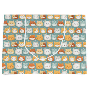 Sleepy Head Cat Heads Large Gift Bag