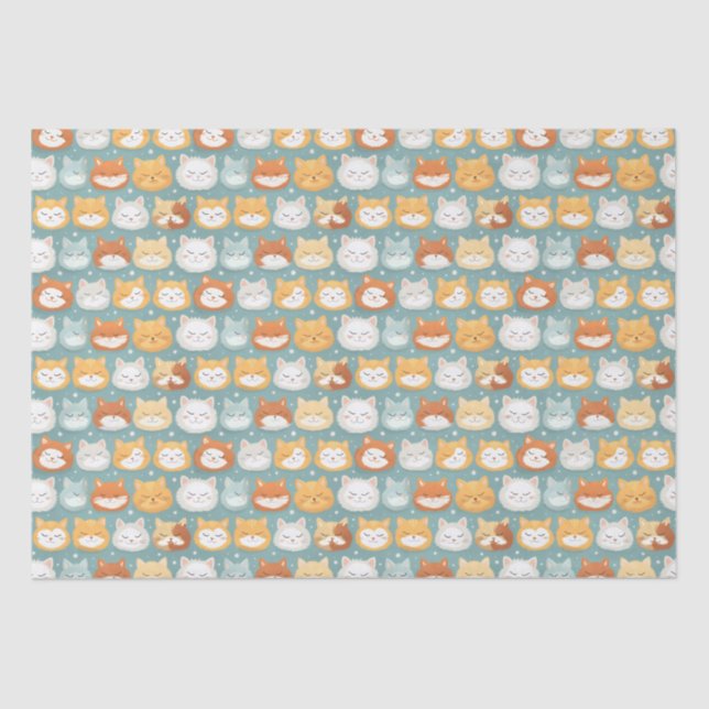 Sleepy Head Cat Heads Tissue Paper (Front)