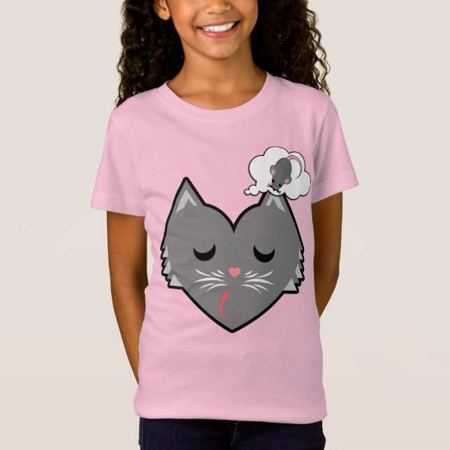 Sleepy Heart Grey Kitty Dreams T-Shirt (Front)
