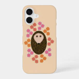 Sleepy Hedgehog and Flowers iPhone 16 Case