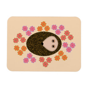Sleepy Hedgehog and Flowers Magnet