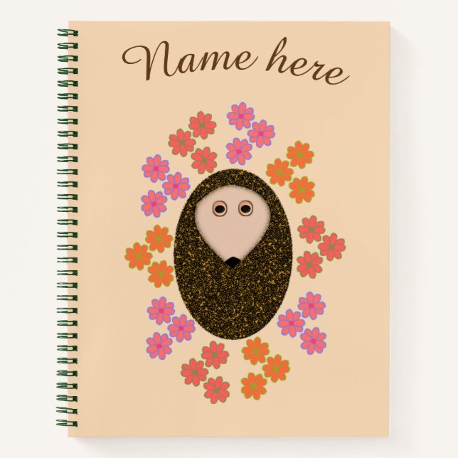 Sleepy Hedgehog and Flowers Spiral Notebook (Front)