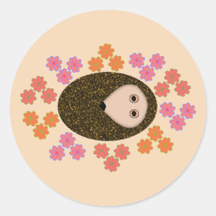 Sleepy Hedgehog and Flowers Stickers