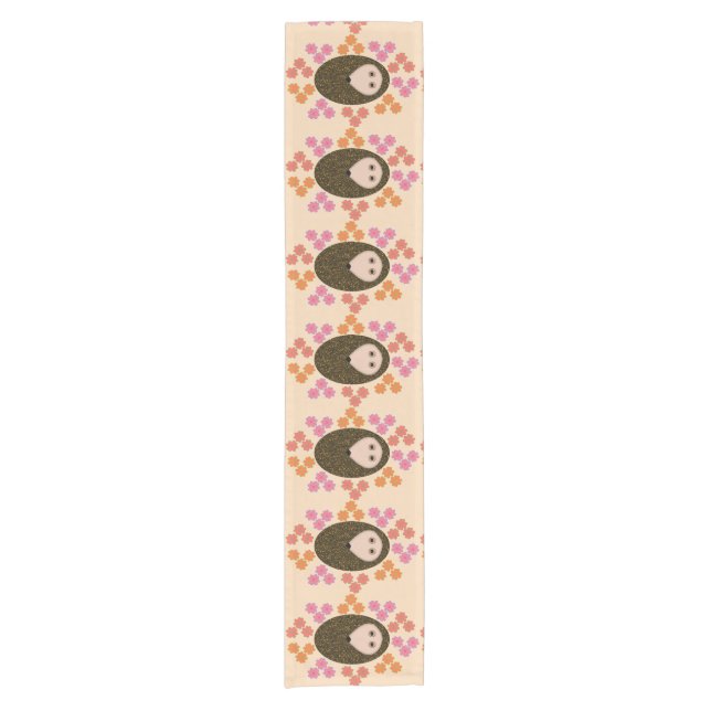 Sleepy Hedgehog and Flowers Table Runner (Front)