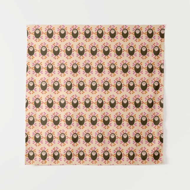 Sleepy Hedgehog and Flowers Tapestry (Front (Horizontal))