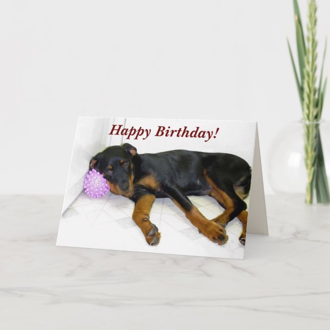 Sleepy Heidi and Ball Birthday Card (Front)
